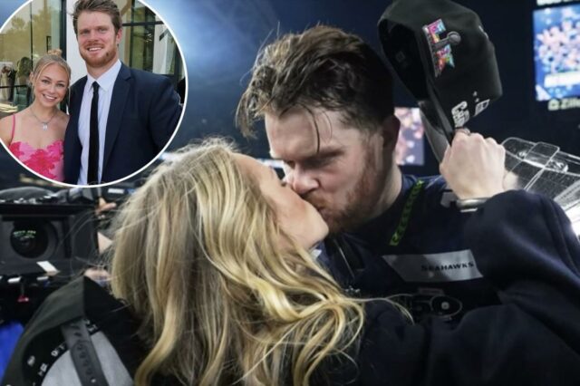 Sam Darnold se casa com Katie Hoof de repente cercado por estrelas da NFL

