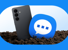 Samsung matando Mensagens prova que os telefones Galaxy estão se tornando o playground do Google Mãos esticando o ícone do Mensagens do Google entre os rótulos