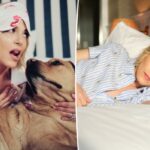 Uma colagem de imagens contendo 1 imagens, a imagem 1 mostra Selma Blair deitada em uma cama