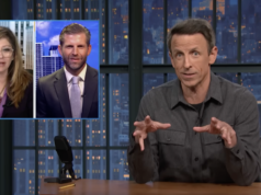 Seth Meyers destaca o acordo de US$ 24 milhões de Eric Trump com o Pentágono para sua startup de robôs Seth Meyers destaca o acordo de US$ 24 milhões de Eric Trump com o Pentágono para sua startup de robôs