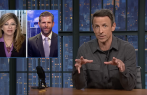 Seth Meyers destaca o acordo de US$ 24 milhões de Eric Trump com o Pentágono para sua startup de robôs Seth Meyers destaca o acordo de US$ 24 milhões de Eric Trump com o Pentágono para sua startup de robôs