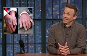 Seth Meyers hesita em começar a próxima piada em monólogo só para ver a foto da mão de Trump por mais tempo | Vídeo Jogar