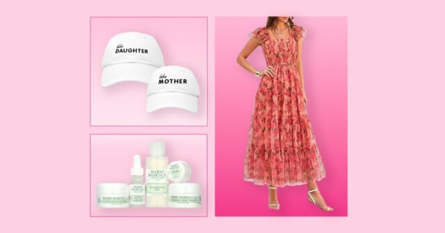 DUSSELDORF, ALEMANHA - 24 DE JULHO: Ira Meindl é visto usando um vestido Zimmermann longo estampado rosa, rosa e branco com cinto bege, uma bolsa de couro preta da Hermes, óculos escuros Saint Laurent pretos e chinelo Passarela bege em 24 de julho de 2022 em Dusseldorf, Alemanha. (Foto de Jeremy Moeller/Getty Images)