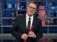 Stephen Colbert detona gravador para zombar do terrível aviso de Trump sobre o Irã na frente da Peppy Party Band | Vídeo Tucker Carlson