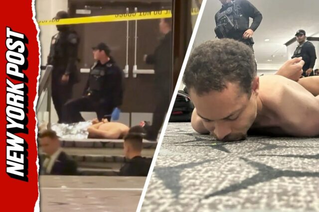 Suspeito de atirar identificado como Cole Allen preso no chão no jantar de correspondentes na Casa Branca
