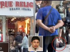 Suspeito de pirotecnia capturado pela câmera provocando incêndios em shoppings de SoCal tentou pegar a arma do policial, dizem os policiais Foto de Luis Javier Gallegos Jr.