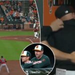 Técnico do Orioles atingido no rosto com bola em cena assustadora