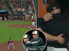 Técnico do Orioles atingido no rosto com bola em cena assustadora Técnico do Orioles atingido no rosto com bola em cena assustadora