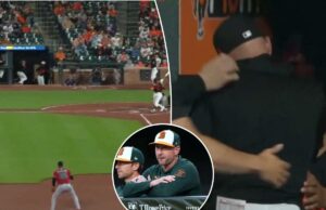Técnico do Orioles atingido no rosto com bola em cena assustadora Técnico do Orioles atingido no rosto com bola em cena assustadora