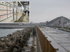 Terremoto de magnitude 6,2 sacode parte do norte do Japão Vapor sai de uma usina de energia protegida por um paredão contra tsunami em Ishinomaki, província de Miyagi, em 27 de abril de 2026.