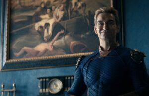 ‘The Boys’ Boss desvenda o crescente complexo de Messias de Homelander: ‘Verdadeiramente enojado com sua própria humanidade biológica’ Erin Moriarty como Annie January/Starlight e Laz Alonso como Mother's Milk na 5ª temporada de