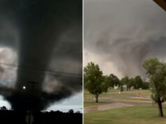 Tornado atinge Oklahoma, arrancando telhados de edifícios e fechando estradas Tornado atinge Oklahoma, arrancando telhados de edifícios e fechando estradas