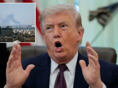 Trump ‘absolutamente’ considerando a saída da OTAN – vai rasgar a Europa em comentários no horário nobre O presidente dos EUA, Donald Trump, falando com a boca aberta e as mãos estendidas no Salão Oval.