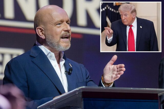 Trump apoia o ex-assessor do governo britânico Steve Hilton na O candidato provincial da Califórnia, Steve Hilton, em um debate em São Francisco, Califórnia, terça-feira, 3 de fevereiro de 2026.
