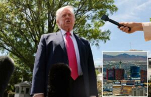 Trump credita Las Vegas como o ‘berço’ da política de isenção de impostos sobre gorjetas e apregoa reembolsos de até ‘US$ 8.000’ para trabalhadores O presidente Donald Trump fala com repórteres fora da Casa Branca.