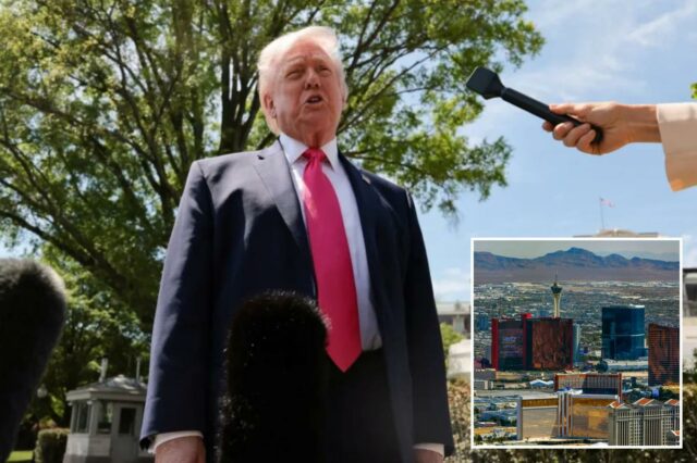 O presidente Donald Trump fala com repórteres fora da Casa Branca.