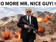 Trump diz chega de cara legal e brande arma no novo Irã, alerta sobre acordo President Donald Trump wields a gun in a seemingly AI-generated image he shared on Truth Social