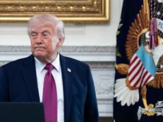 Trump diz que o Irã não executará 8 mulheres depois de elogiar sua libertação Donald Trump em um pódio em frente ao Selo Presidencial.