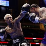 Boxe - Conor Benn x Regis Prograis - Tottenham Hotspur Stadium, Londres, Grã-Bretanha - 11 de abril de 2026 Conor Benn em ação contra Regis Prograis Action Images via Reuters / Andrew Couldridge