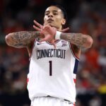 UConn guard Solo Ball playing against Illinois in NCAA Final Four