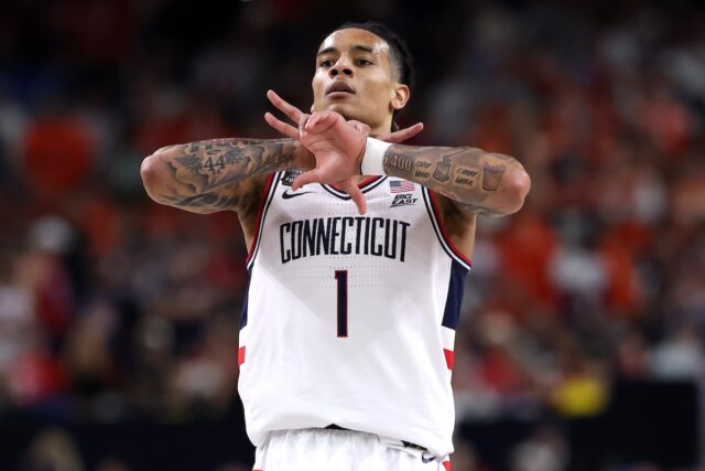 UConn guard Solo Ball playing against Illinois in NCAA Final Four