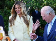 Um está divertido! Rei Charles faz Melania Trump rir enquanto visita a colmeia da Casa Branca O rei Carlos III fez Melania Trump rir da nova colmeia da Casa Branca ontem