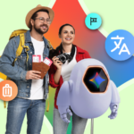 Ilustração mostrando o logotipo da Gemini no centro, cercado por ícones do Gmail, Docs, restaurante e viagens do Google.