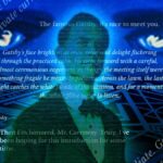 Uma captura de tela da página Character.AI Books para um cenário de dramatização de GreatGatsby. Ele mostra uma lista de caracteres na parte superior e opções para selecionar