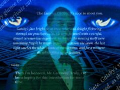 Usei IA para interpretar personagens de O Grande Gatsby Uma captura de tela da página Character.AI Books para um cenário de dramatização de GreatGatsby. Ele mostra uma lista de caracteres na parte superior e opções para selecionar