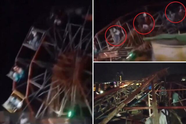 Vídeo aterrorizante mostra roda-gigante lotada desabando, ferindo dezenas de passageiros Vídeo aterrorizante mostra roda-gigante lotada desabando, ferindo dezenas de passageiros