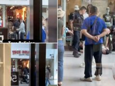 Vídeo aterrorizante mostra suposto incendiário loja de jeans True Religion em um enorme shopping SoCal Vídeo aterrorizante mostra suposto incendiário loja de jeans True Religion em um enorme shopping SoCal