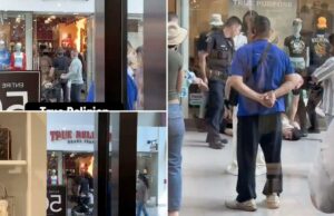 Vídeo aterrorizante mostra suposto incendiário loja de jeans True Religion em um enorme shopping SoCal Vídeo aterrorizante mostra suposto incendiário loja de jeans True Religion em um enorme shopping SoCal