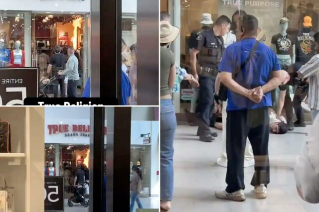 Vídeo aterrorizante mostra suposto incendiário loja de jeans True Religion Vídeo aterrorizante mostra suposto incendiário loja de jeans True Religion em um enorme shopping SoCal