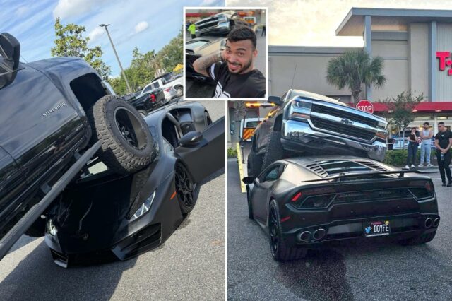 Vídeo chocante mostra caminhonete da Flórida esmagando motorista de Lamborghini de US$ 250 mil comprada há apenas 5 meses
