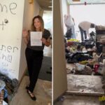 Vídeo nojento mostra o inferno deixado por um invasor extremo – e a mensagem vil que ele deixou nas paredes