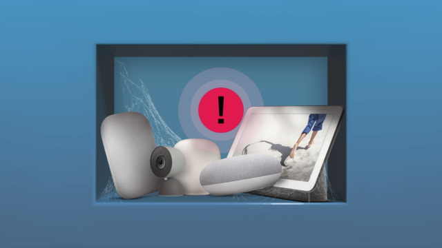 Ilustração de um plugue inteligente em uma tomada de parede com ícones de automação residencial digital em um fundo azul.