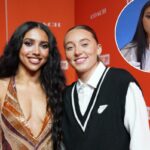 Azzi Fudd e Paige Bueckers nº 5 do Dallas Wings posando para uma foto durante o Draft da WNBA de 2026.