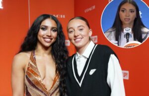 Wings encerrou pergunta para Azzi Fudd sobre o relacionamento de Paige Bueckers Azzi Fudd e Paige Bueckers nº 5 do Dallas Wings posando para uma foto durante o Draft da WNBA de 2026.