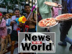 News of the World: O que você perdeu esta semana internacionalmente Foliões participando de lutas pela água durante o festival Songkran em Bangkok.