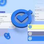 Logotipo do Google Agenda cercado por cartões de programação flutuantes