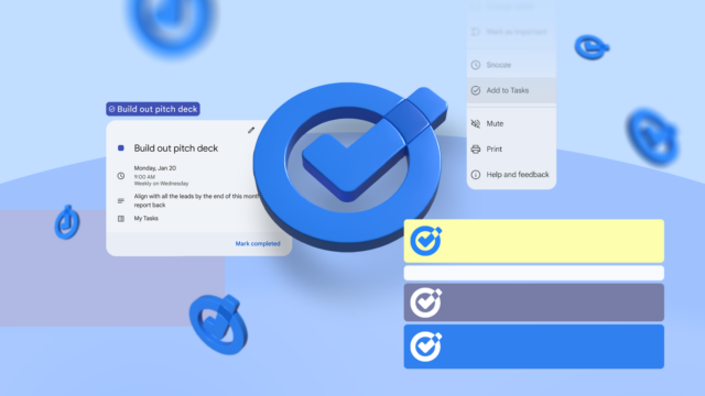 Logotipo do Google Agenda cercado por cartões de programação flutuantes