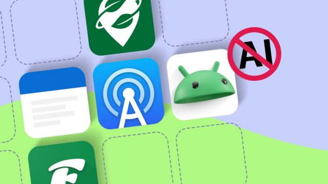 6 aplicativos Android que mantenho no meu telefone especificamente porque Ilustração de um chip de IA e uma cabeça de robô sobre a tela de um telefone Android