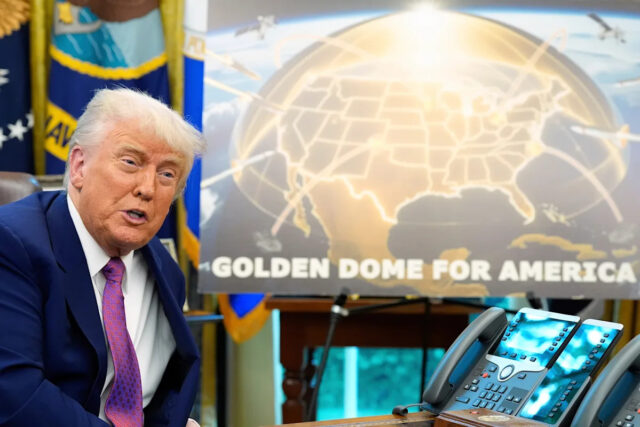 A 'Cúpula Dourada' proposta por Trump está estimada em US$ A 'Cúpula Dourada' proposta por Trump está estimada em US$ 1,2 trilhão, muito mais do que ele disse inicialmente