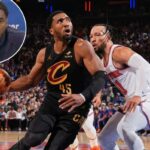 Donovan Mitchell #45 do Cleveland Cavaliers dribla a bola durante o jogo contra o New York Knicks durante o jogo 1 das finais da Conferência Leste da NBA em 19 de maio de 2026 no Madison Square Garden em Nova York, Nova York.