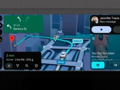 A grande reforma do Android Auto para 2026 traz mapas imersivos e FHD YouTube Vista superior de um carro passando sobre o logotipo do Android Auto.
