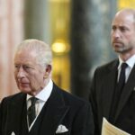 King Charles III and Prince William leave Westminster Cathedral in London, England, on September 16, 2025.