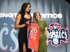 A novata da Mystics, Lauren Betts, captura o puro caos do vestiário em vídeo Washington Mystics draft pick Lauren Betts
