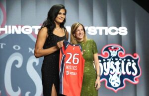 A novata da Mystics, Lauren Betts, captura o puro caos do vestiário em vídeo Washington Mystics draft pick Lauren Betts