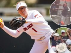 A série de softball Texas Tech-Florida fica extremamente acalorada – com o ex-astro da NBA e sua filha no meio dela Jason Williams comemora com Texas Tech no campo do Florida Gators.