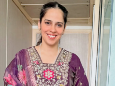 A tenista indiana Saina Nehwal fica linda de roxo A tenista indiana Saina Nehwal fica linda de roxo